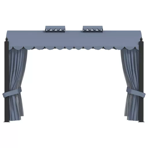 Antracitszürke acélpavilon függönyökkel 3 x 4 m