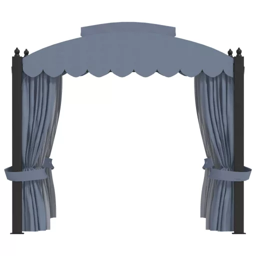 Antracitszürke acélpavilon függönyökkel 3 x 4 m