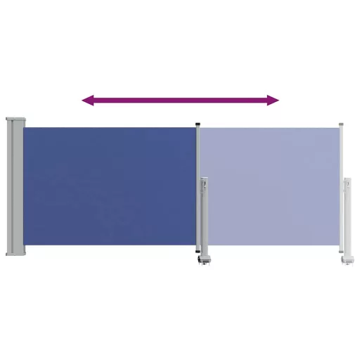 Kék behúzható oldalsó teraszi napellenző 100 x 300 cm