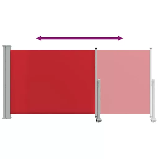 Piros behúzható oldalsó teraszi napellenző 120 x 300 cm