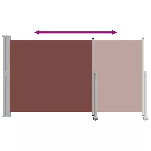 Barna behúzható oldalsó teraszi napellenző 140 x 300 cm