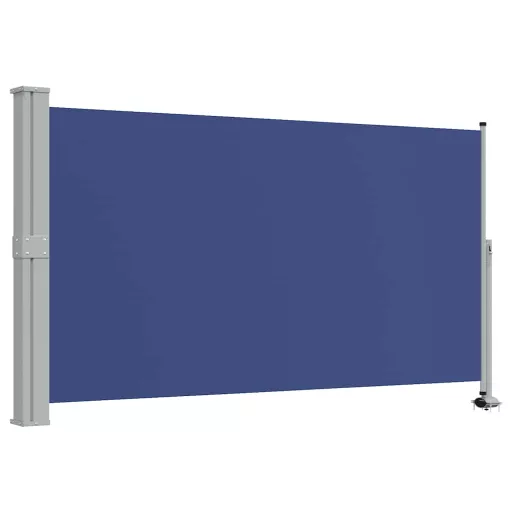 Kék behúzható oldalsó teraszi napellenző 140 x 300 cm