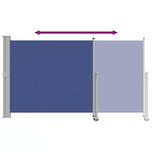 Kék behúzható oldalsó teraszi napellenző 140 x 300 cm
