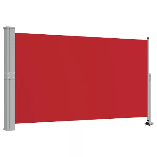 Piros behúzható oldalsó teraszi napellenző 140 x 300 cm