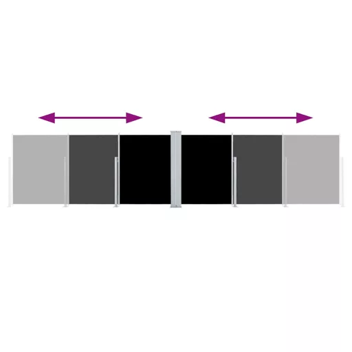 Fekete behúzható oldalsó napellenző 100 x 600 cm