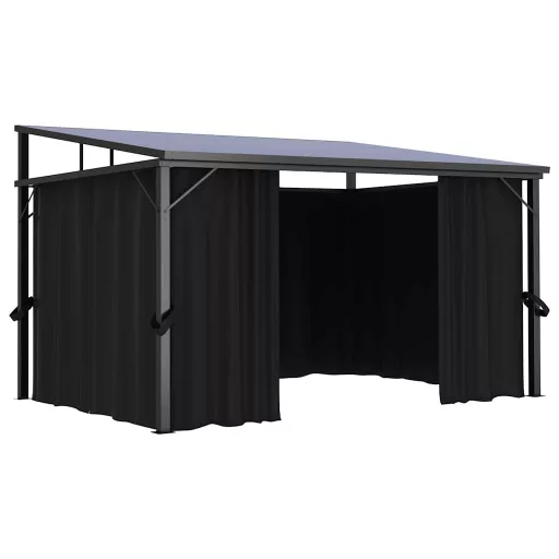 Antracitszürke függönyös pavilon 405 x 294 x 244 cm