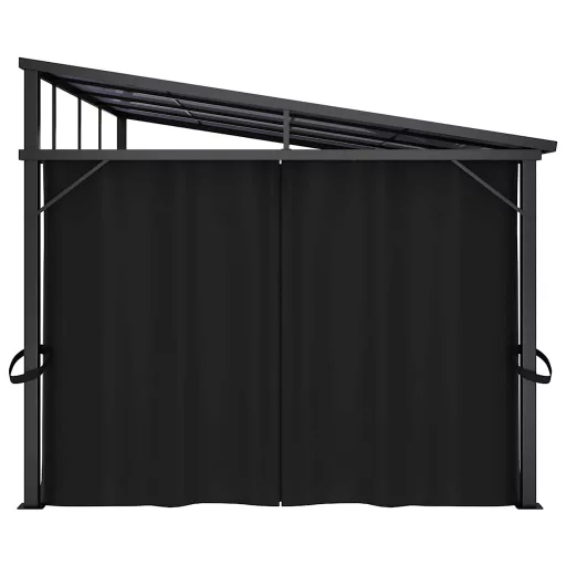 Antracitszürke függönyös pavilon 405 x 294 x 244 cm
