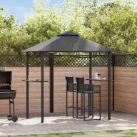 Antracitszürke acél grillpavilon 240 x 150 x 255 cm