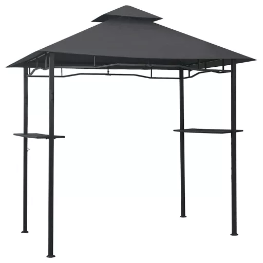 Antracitszürke acél grillpavilon 240 x 150 x 255 cm