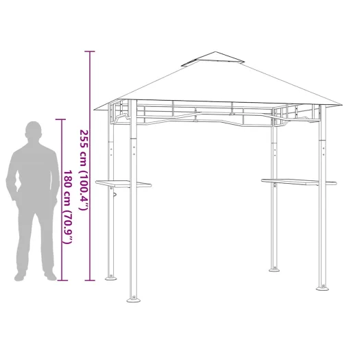 Antracitszürke acél grillpavilon 240 x 150 x 255 cm
