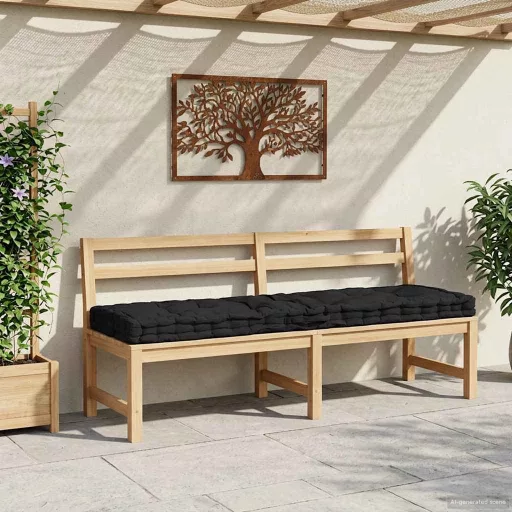 Fekete pamut raklappadló-párna 120 x 40 x 7 cm