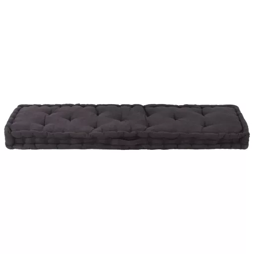 Fekete pamut raklappadló-párna 120 x 40 x 7 cm