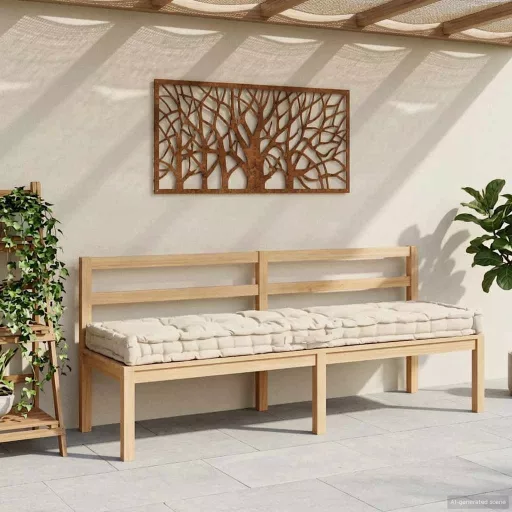 Bézs pamut raklappadló-párna 120 x 40 x 7 cm