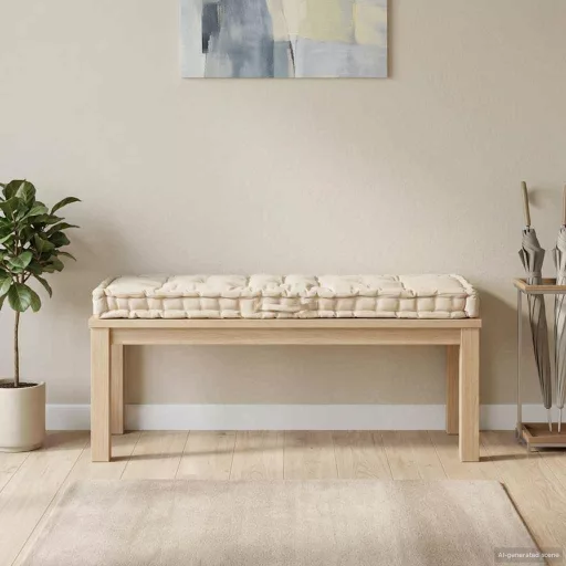 Bézs pamut raklappadló-párna 120 x 40 x 7 cm