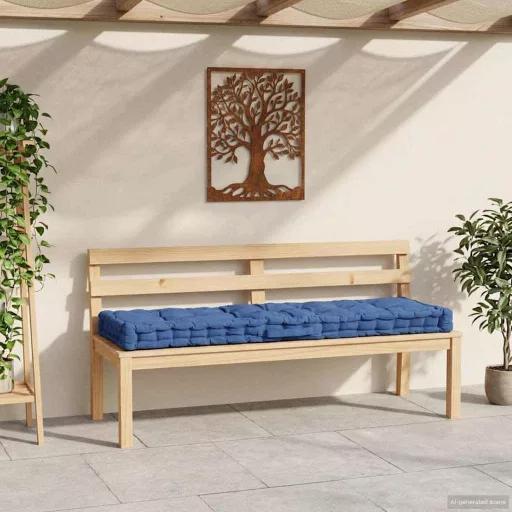 Világoskék pamut raklappadló-párna 120 x 40 x 7 cm