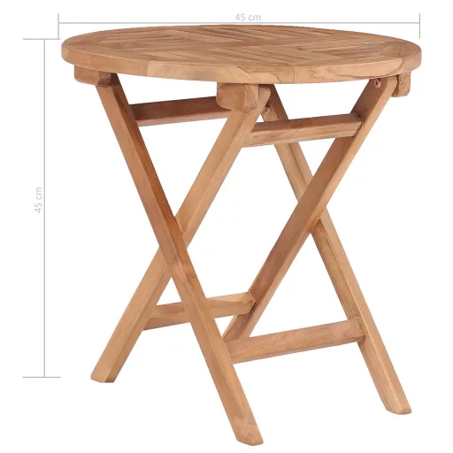 Tömör tíkfa összecsukható kerti asztal 45 cm