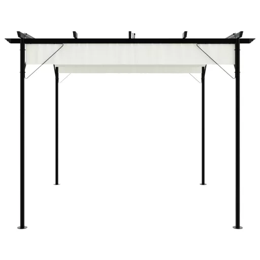 Fehér-krémszínű acélpergola behúzható tetővel 3 x 3 m