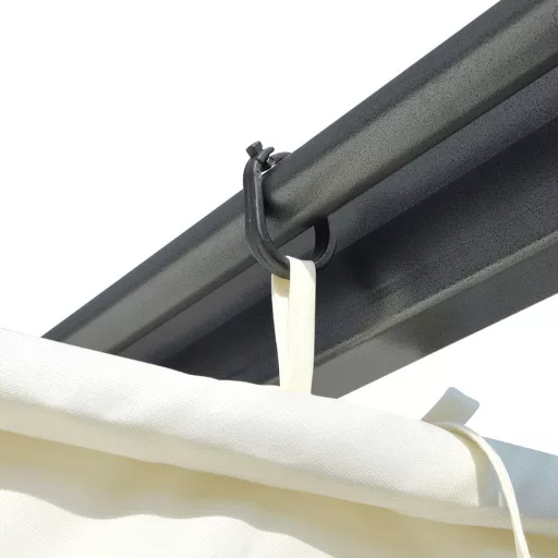 Fehér-krémszínű acélpergola behúzható tetővel 3 x 3 m