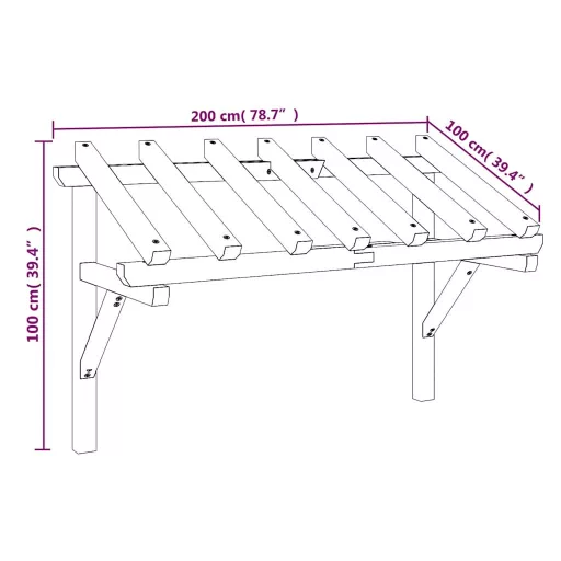 Tömör fenyőfa ajtó előtető 200 x 100 x 100 cm