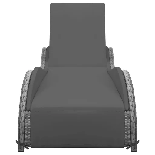 Antracitszürke polyrattan napozóágy párnával