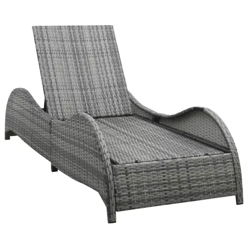 Antracitszürke polyrattan napozóágy párnával