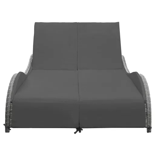 Kétszemélyes antracitszürke polyrattan napozóágy párnával