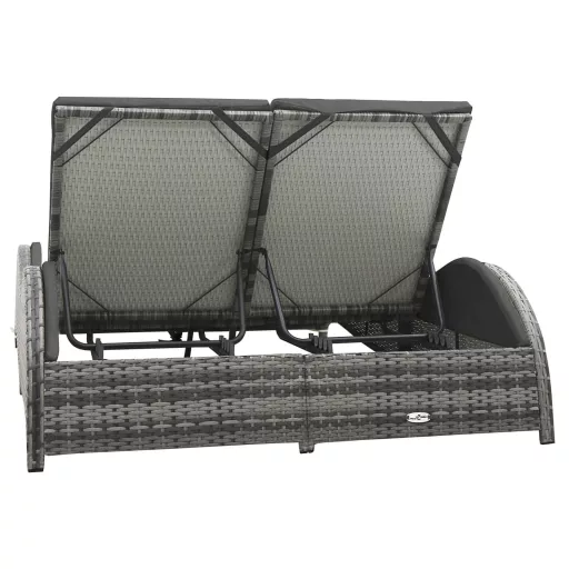 Kétszemélyes antracitszürke polyrattan napozóágy párnával