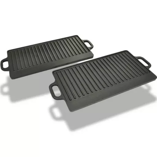 2 db megfordítható öntöttvas grilltálca 38 x 23 cm