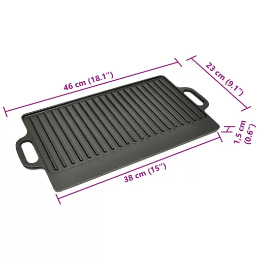 2 db megfordítható öntöttvas grilltálca 38 x 23 cm