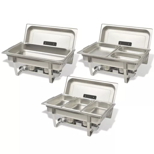 3 részes rozsdamentes acél chafing készlet