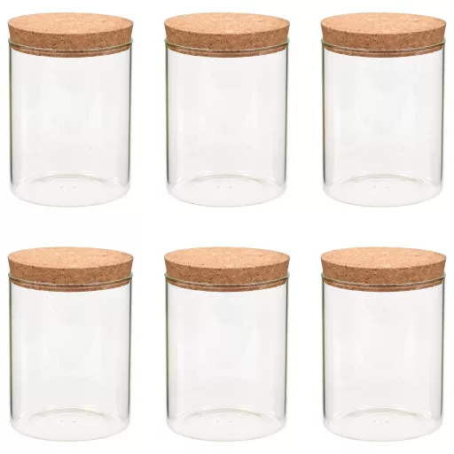 6 db üvegedény parafa fedéllel 650 ml