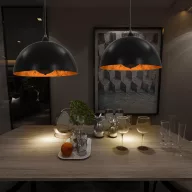   2 darab fekete-arany félgömb alakú mennyezeti lámpa 40 cm E27