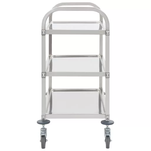 3 szintes rozsdamentes acél zsúrkocsi 95 x 45 x 83,5 cm