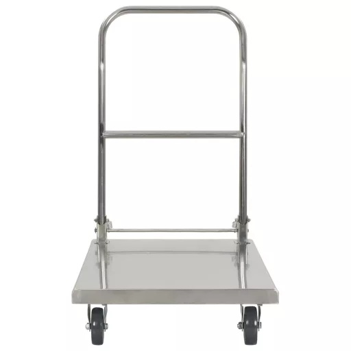 Ezüstszínű rozsdamentes acél platós kézikocsi 82 x 53 x 86 cm