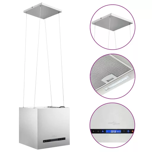 Rozsdamentes acél LCD érintőképernyős sziget páraelszívó 37 cm