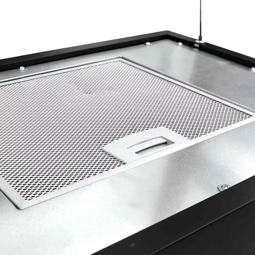 Porszórt acél LCD érintőképernyős sziget páraelszívó 55 cm