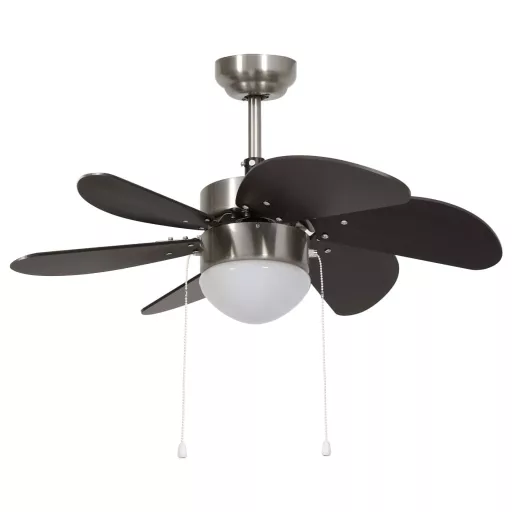 Sötétbarna mennyezeti ventilátor lámpával 76 cm