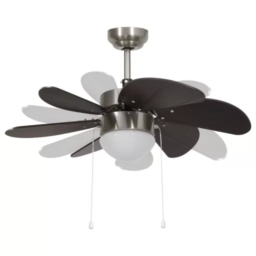 Sötétbarna mennyezeti ventilátor lámpával 76 cm