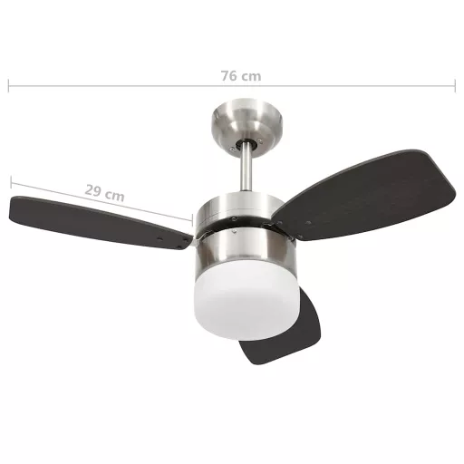 Sötétbarna mennyezeti ventilátor lámpával/távirányítóval 76 cm