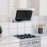   Ezüst rozsdamentes acél és edzett üveg fali páraelszívó 60 cm