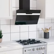 Fekete acél és edzett üveg fali páraelszívó 60 cm