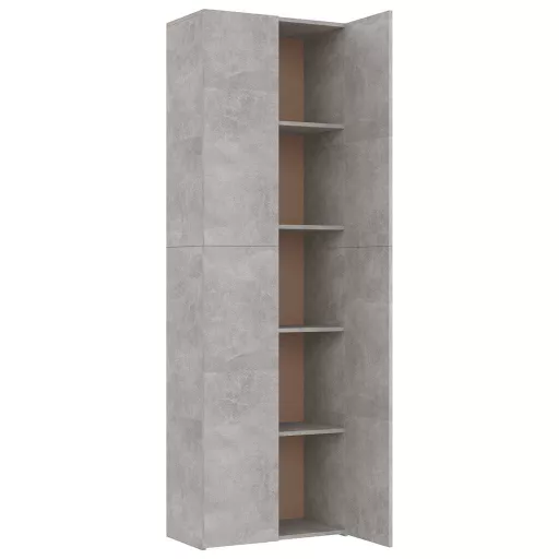 Betonszürke szerelt fa irodaszekrény 60 x 32 x 190 cm