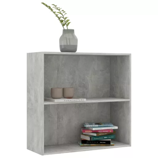 2 szintes betonszürke forgácslap könyvszekrény 80x30x76,5 cm