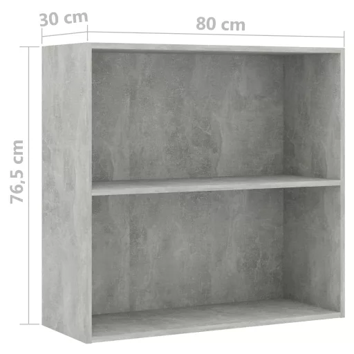 2 szintes betonszürke forgácslap könyvszekrény 80x30x76,5 cm