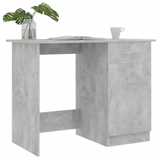 Betonszürke szerelt fa íróasztal 100 x 50 x 76 cm
