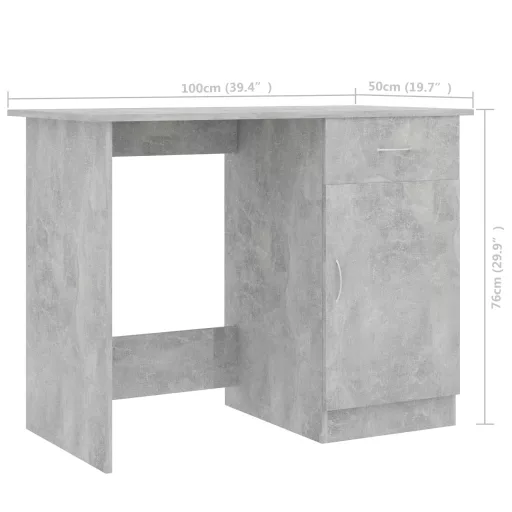Betonszürke szerelt fa íróasztal 100 x 50 x 76 cm