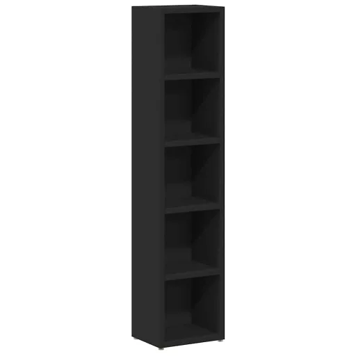 2 db fekete forgácslap CD-tartó szekrény 21 x 16 x 93,5 cm
