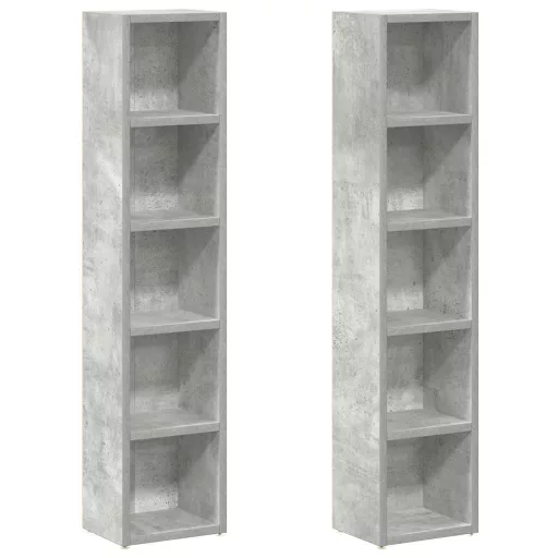2 db betonszürke forgácslap CD-tartó szekrény 21 x 16 x 93,5 cm