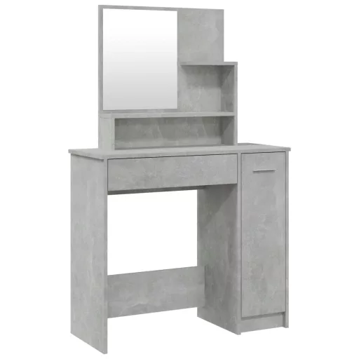 Betonszürke fésülködőasztal tükörrel 86,5 x 35 x 136 cm