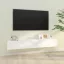2 db fehér szerelt fa fali TV-szekrény 100 x 30 x 30 cm